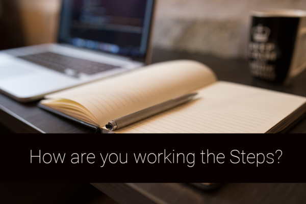 Open notebook captioned 'How are you working the Steps?'